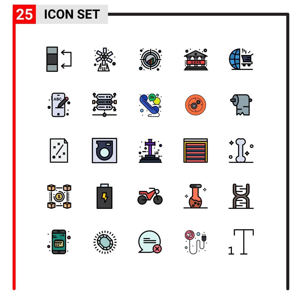 reeks van 25 modern ui pictogrammen symbolen tekens voor afzet regulatie tabel gdpr neiging bewerkbare vector ontwerp elementen