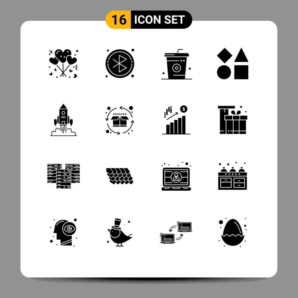 reeks van 16 modern ui pictogrammen symbolen tekens voor ruimteschip speelgoed- Koken vormen bakstenen bewerkbare vector ontwerp elementen