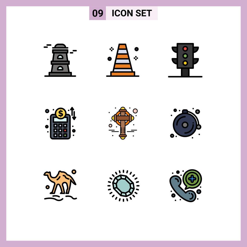 universeel icoon symbolen groep van 9 modern gevulde lijn vlak kleuren van klok Patrick vervoer Iers kruis bewerkbare vector ontwerp elementen