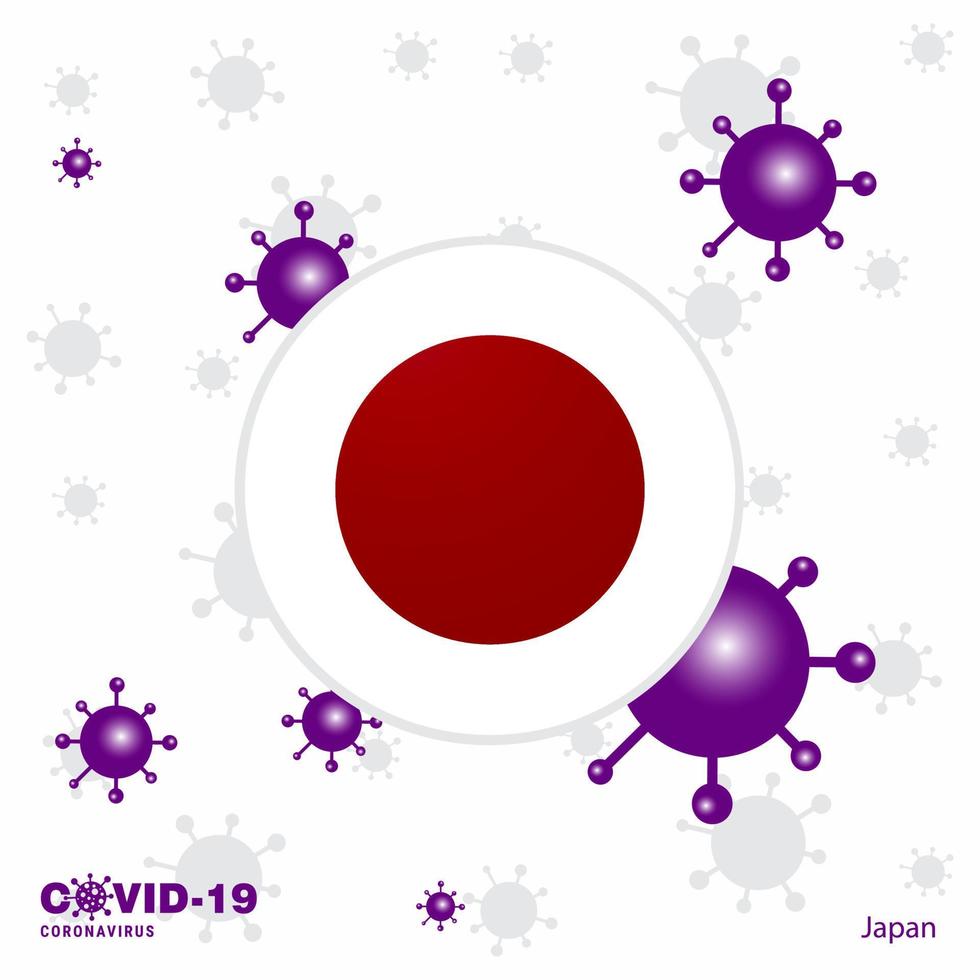 bidden voor Japan covid19 coronavirus typografie vlag blijven huis blijven gezond nemen zorg van uw eigen Gezondheid vector