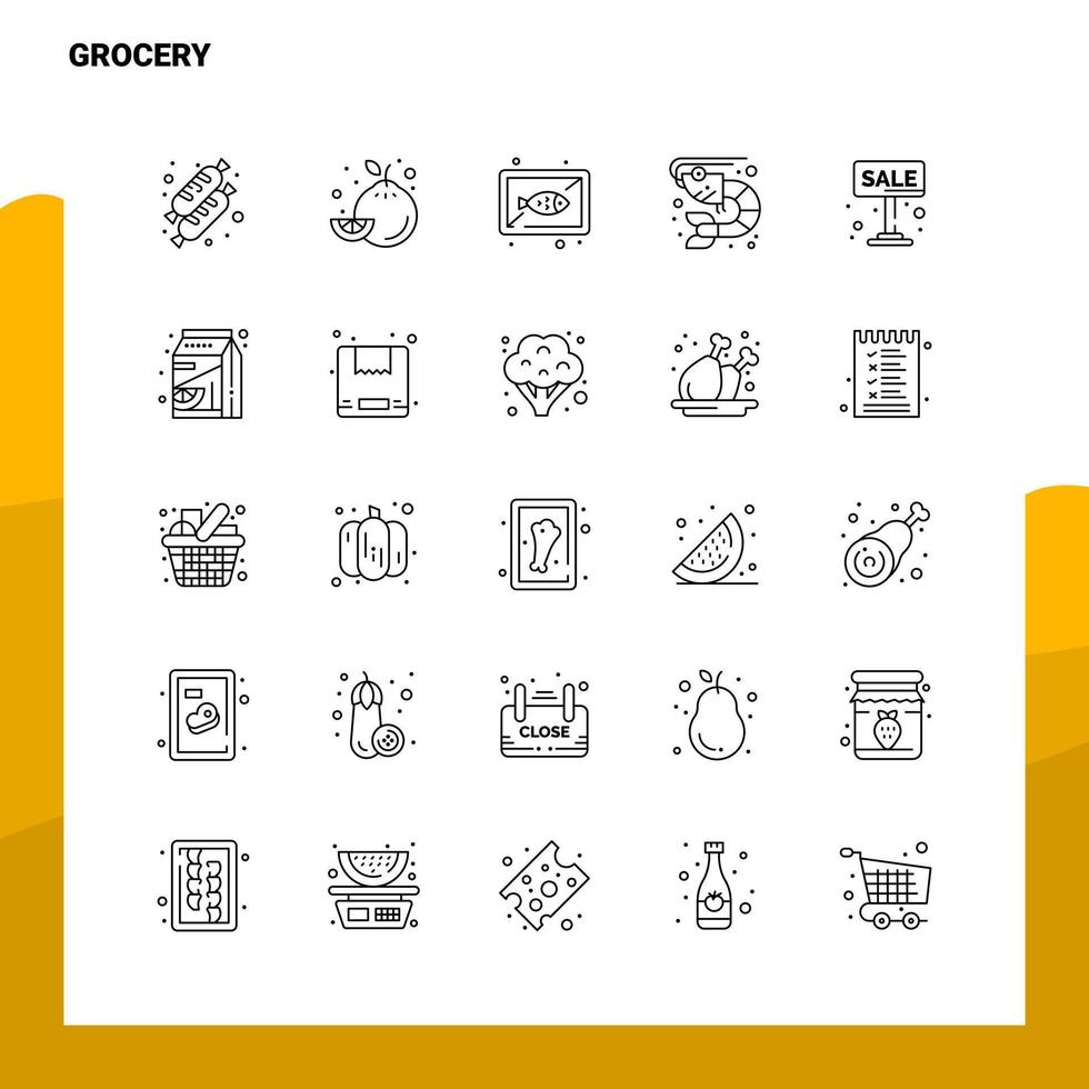 reeks van kruidenier lijn icoon reeks 25 pictogrammen vector minimalisme stijl ontwerp zwart pictogrammen reeks lineair pictogram pak