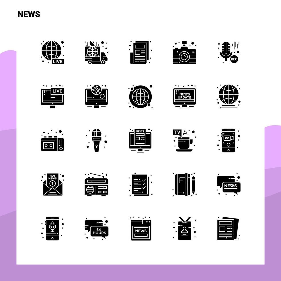 25 nieuws icoon reeks solide glyph icoon vector illustratie sjabloon voor web en mobiel ideeën voor bedrijf bedrijf