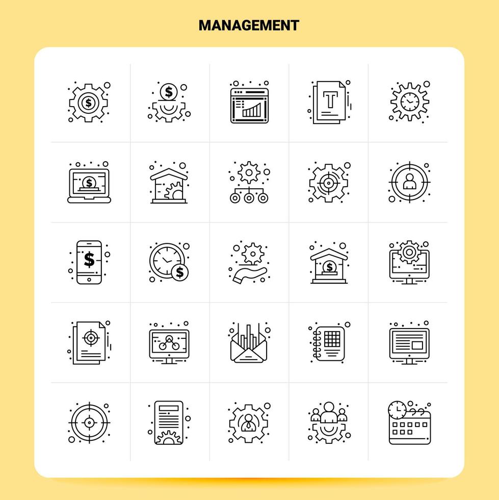 schets 25 beheer icoon reeks vector lijn stijl ontwerp zwart pictogrammen reeks lineair pictogram pak web en mobiel bedrijf ideeën ontwerp vector illustratie