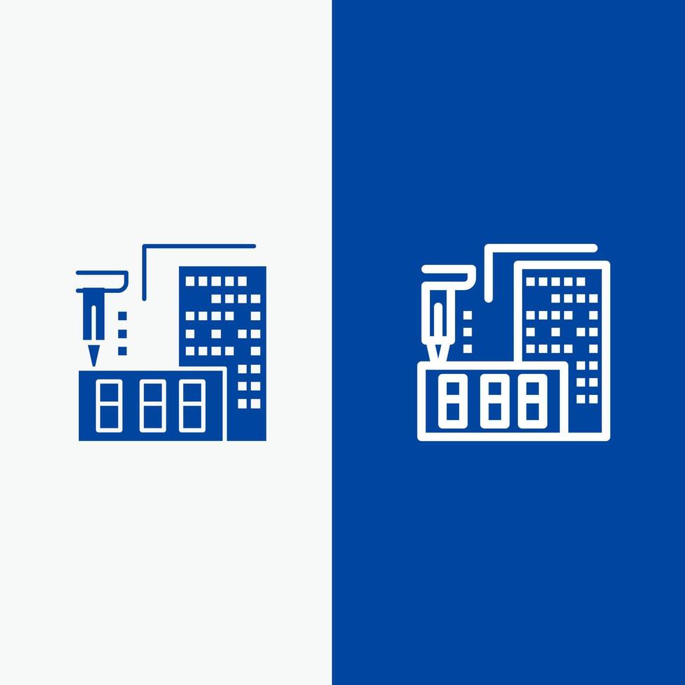 3d architectuur bouw verzinsel huis lijn en glyph solide icoon blauw banier lijn en glyph solide icoon blauw banier vector