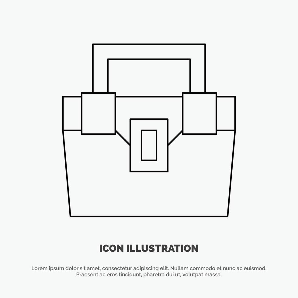 zak doos bouw materiaal toolkit lijn icoon vector