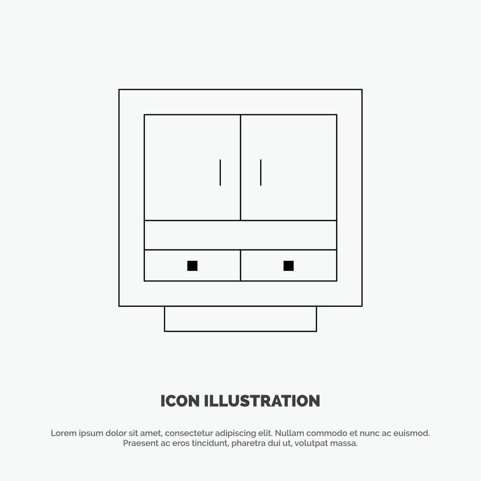 kabinet bedrijf lade bestanden meubilair kantoor opslagruimte lijn icoon vector