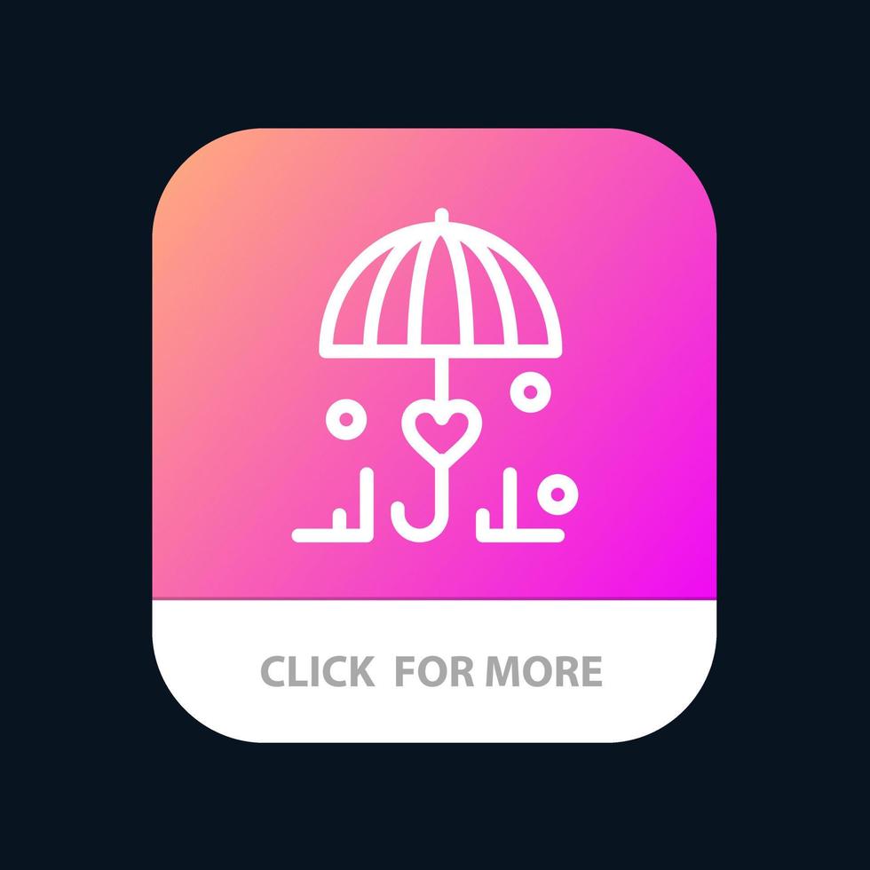 verzekering paraplu beveiligen liefde mobiel app knop android en iOS lijn versie vector