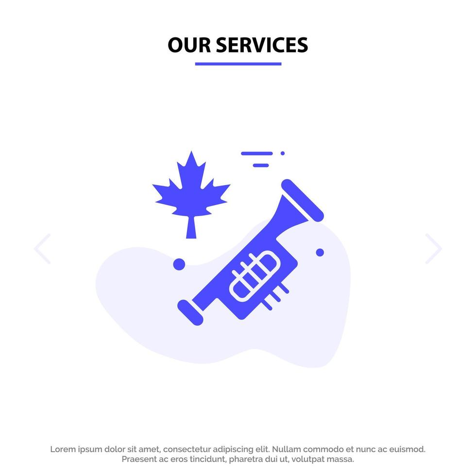 onze Diensten Canada spreker lofzang solide glyph icoon web kaart sjabloon vector