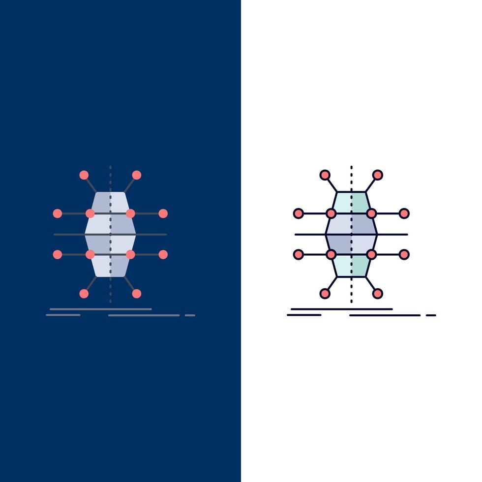 distributie rooster infrastructuur netwerk slim vlak kleur icoon vector