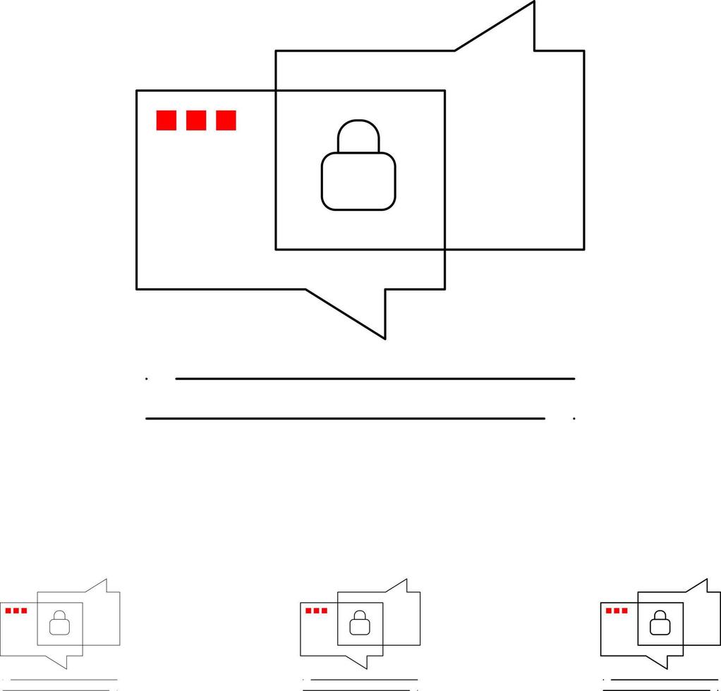babbelen chatten veiligheid beveiligen stoutmoedig en dun zwart lijn icoon reeks vector