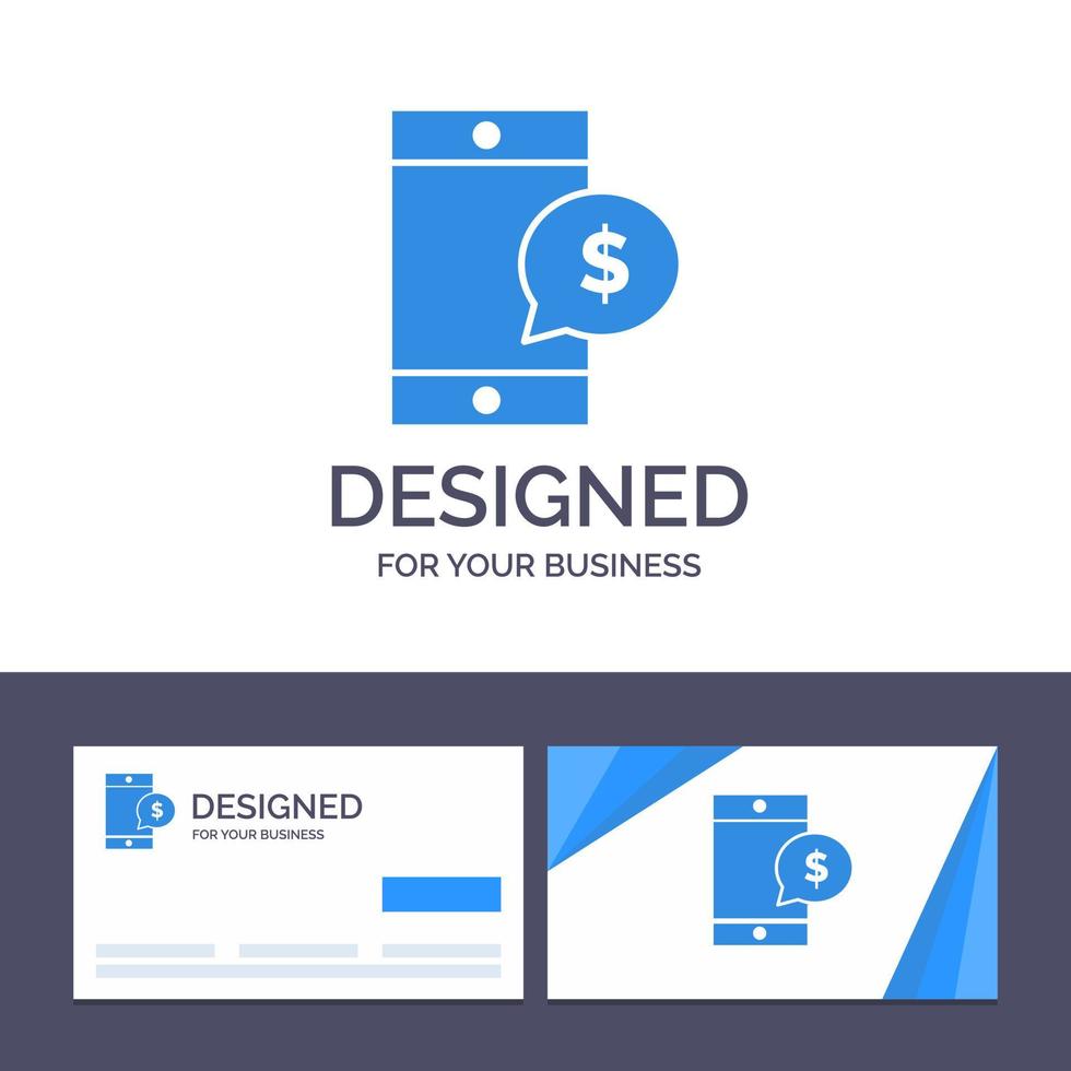 creatief bedrijf kaart en logo sjabloon mobiel cel geld dollar vector illustratie