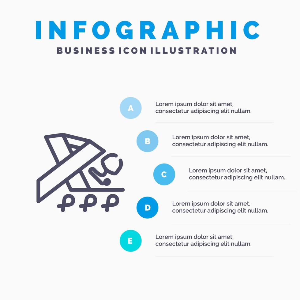 stethoscoop Gezondheid lint bewustzijn blauw infographics sjabloon 5 stappen vector lijn icoon sjabloon