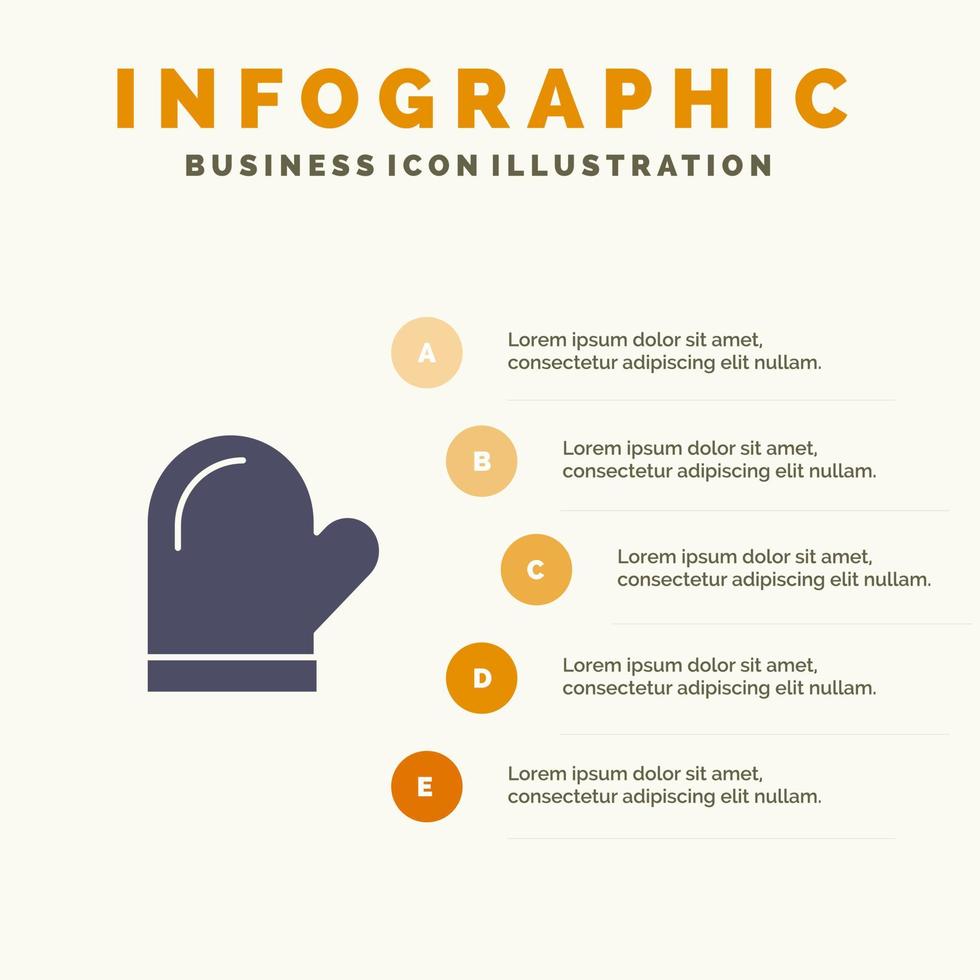 handschoen pannenlap handschoenen keuken oven infographics presentatie sjabloon 5 stappen presentatie vector