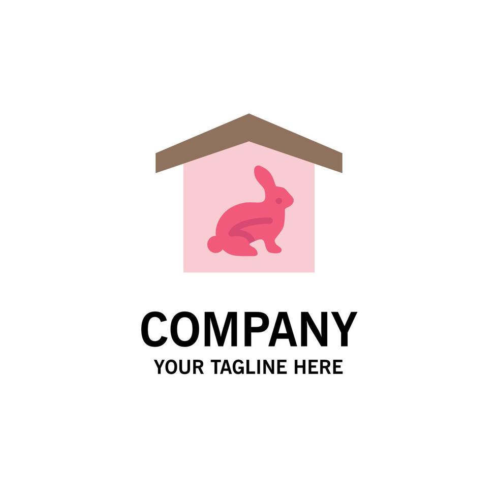 huis konijn Pasen natuur bedrijf logo sjabloon vlak kleur vector