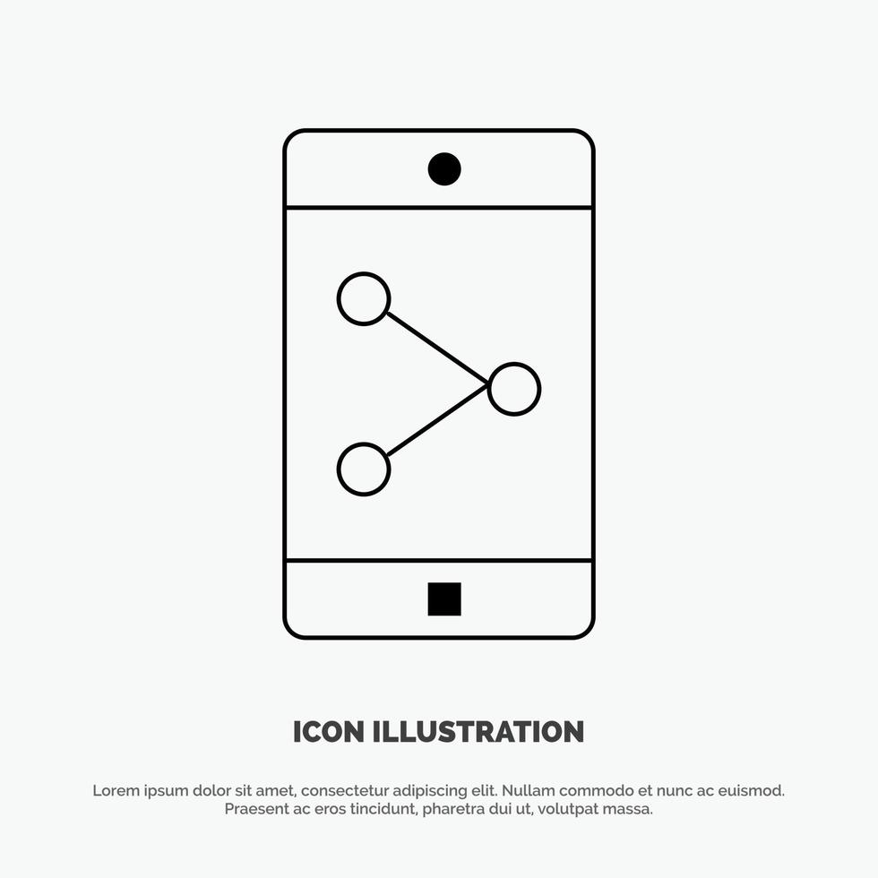 app delen mobiel mobiel toepassing lijn icoon vector