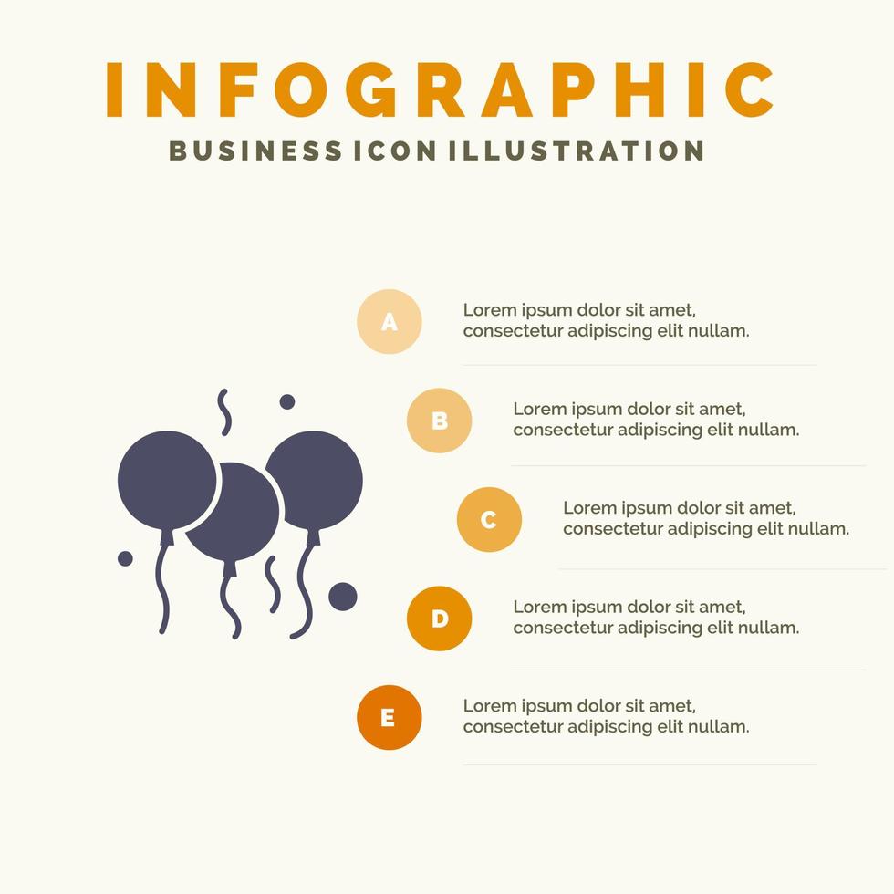 Indisch dag ballon Indië solide icoon infographics 5 stappen presentatie achtergrond vector