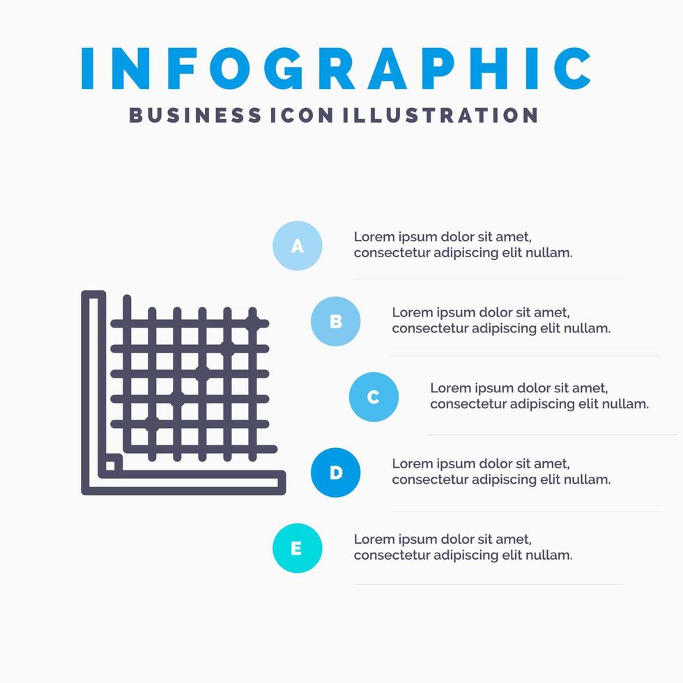 kleur correctie Bewerk het formulier rooster lijn icoon met 5 stappen presentatie infographics achtergrond vector