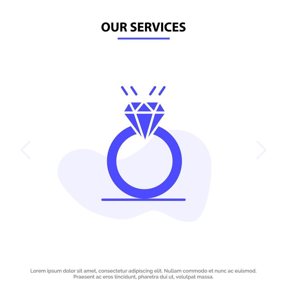 onze Diensten ring diamant voorstel huwelijk liefde solide glyph icoon web kaart sjabloon vector