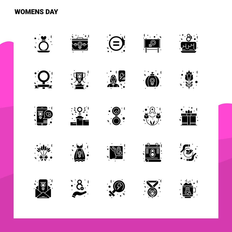 25 vrouwen dag icoon reeks solide glyph icoon vector illustratie sjabloon voor web en mobiel ideeën voor bedrijf bedrijf