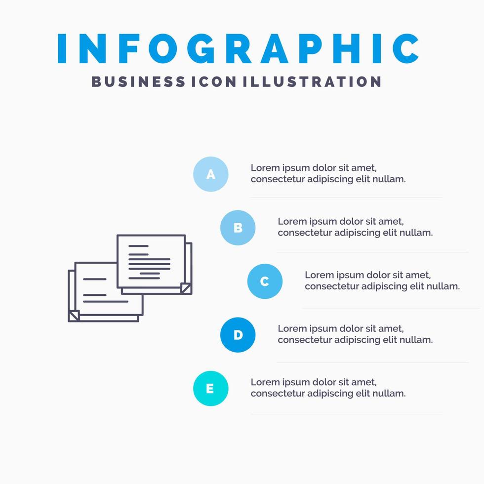 babbelen bubbel bericht pop-up lijn icoon met 5 stappen presentatie infographics achtergrond vector