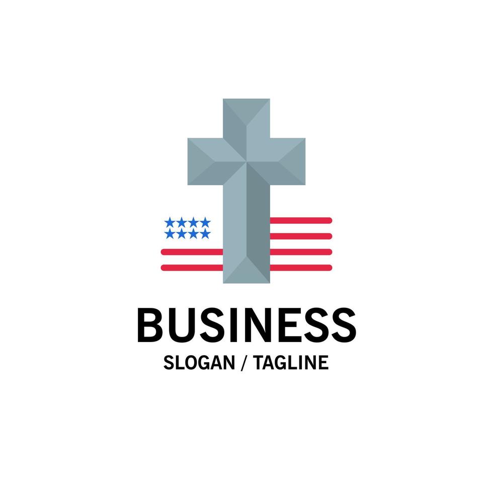 Amerikaans kruis kerk bedrijf logo sjabloon vlak kleur vector