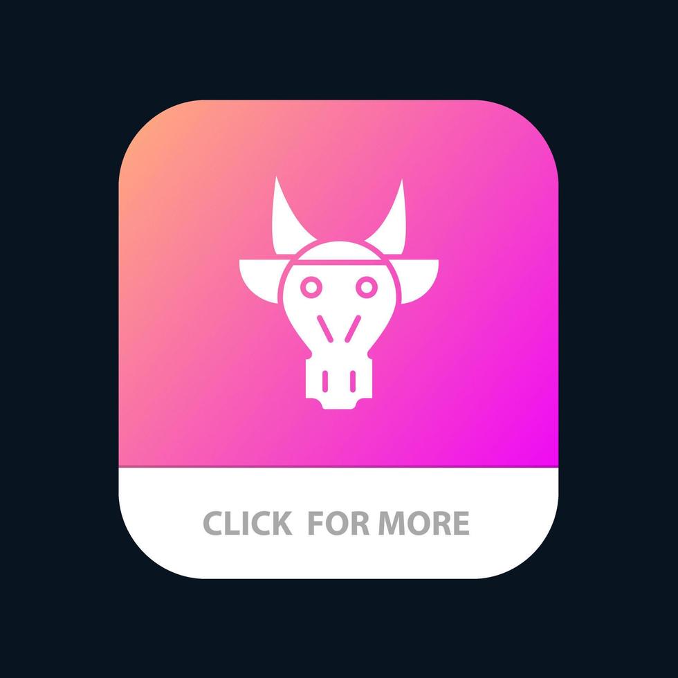versiering dieren stier Indisch schedel mobiel app knop android en iOS glyph versie vector