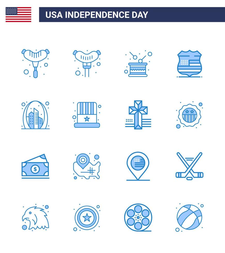 bewerkbare vector lijn pak van Verenigde Staten van Amerika dag 16 gemakkelijk blues van Amerikaans mijlpaal schild poort boog bewerkbare Verenigde Staten van Amerika dag vector ontwerp elementen