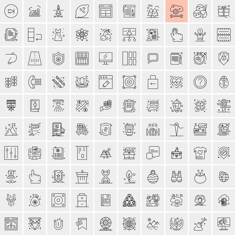 100 universeel zwart lijn pictogrammen Aan wit achtergrond vector