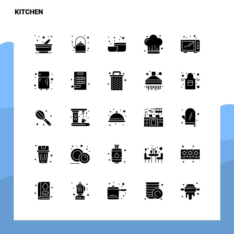 25 keuken icoon reeks solide glyph icoon vector illustratie sjabloon voor web en mobiel ideeën voor bedrijf bedrijf