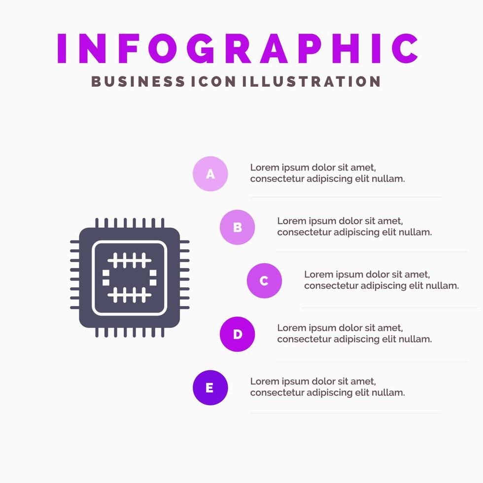 systeem tech technologie CPU solide icoon infographics 5 stappen presentatie achtergrond vector