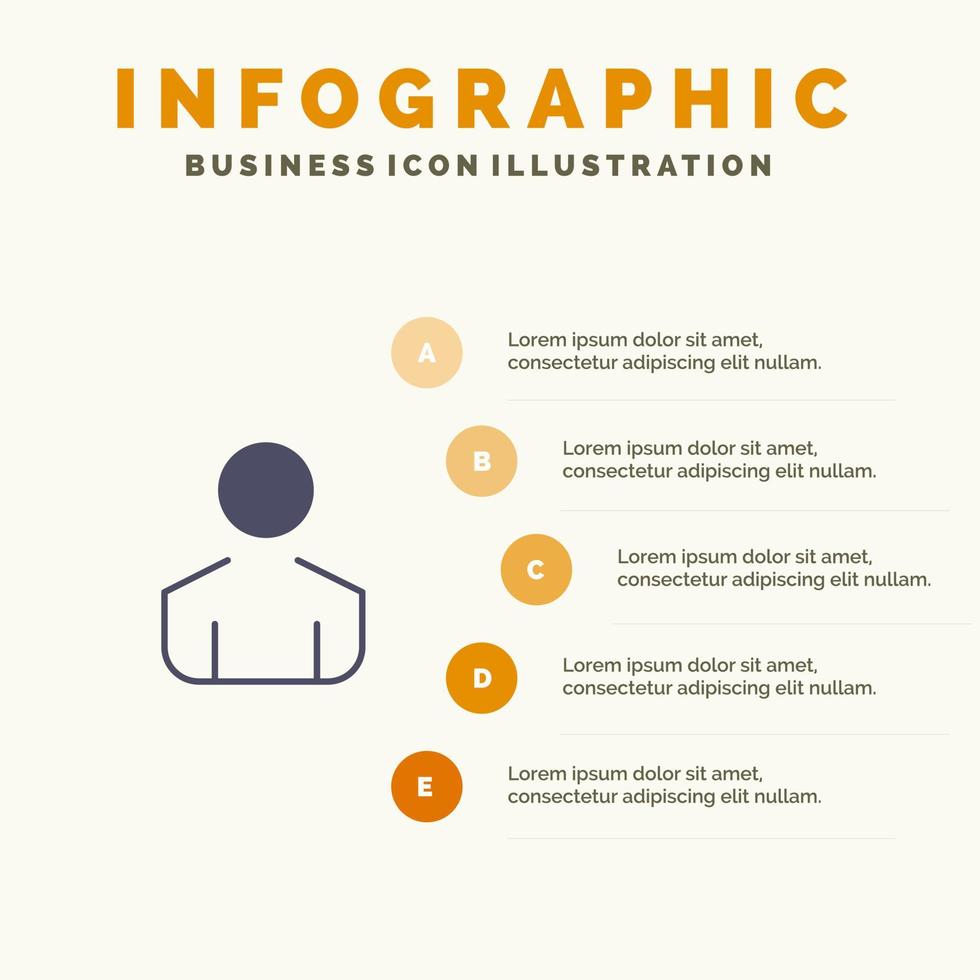 mannetje Mens persoon solide icoon infographics 5 stappen presentatie achtergrond vector