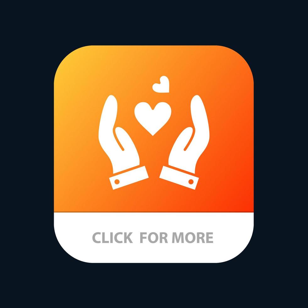 hand- liefde hart bruiloft mobiel app knop android en iOS glyph versie vector