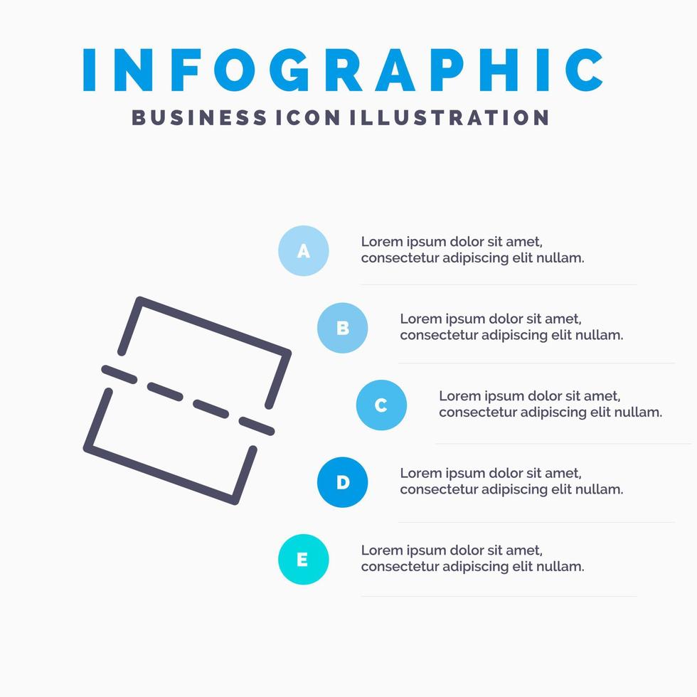 beeld foto rechtzetten lijn icoon met 5 stappen presentatie infographics achtergrond vector