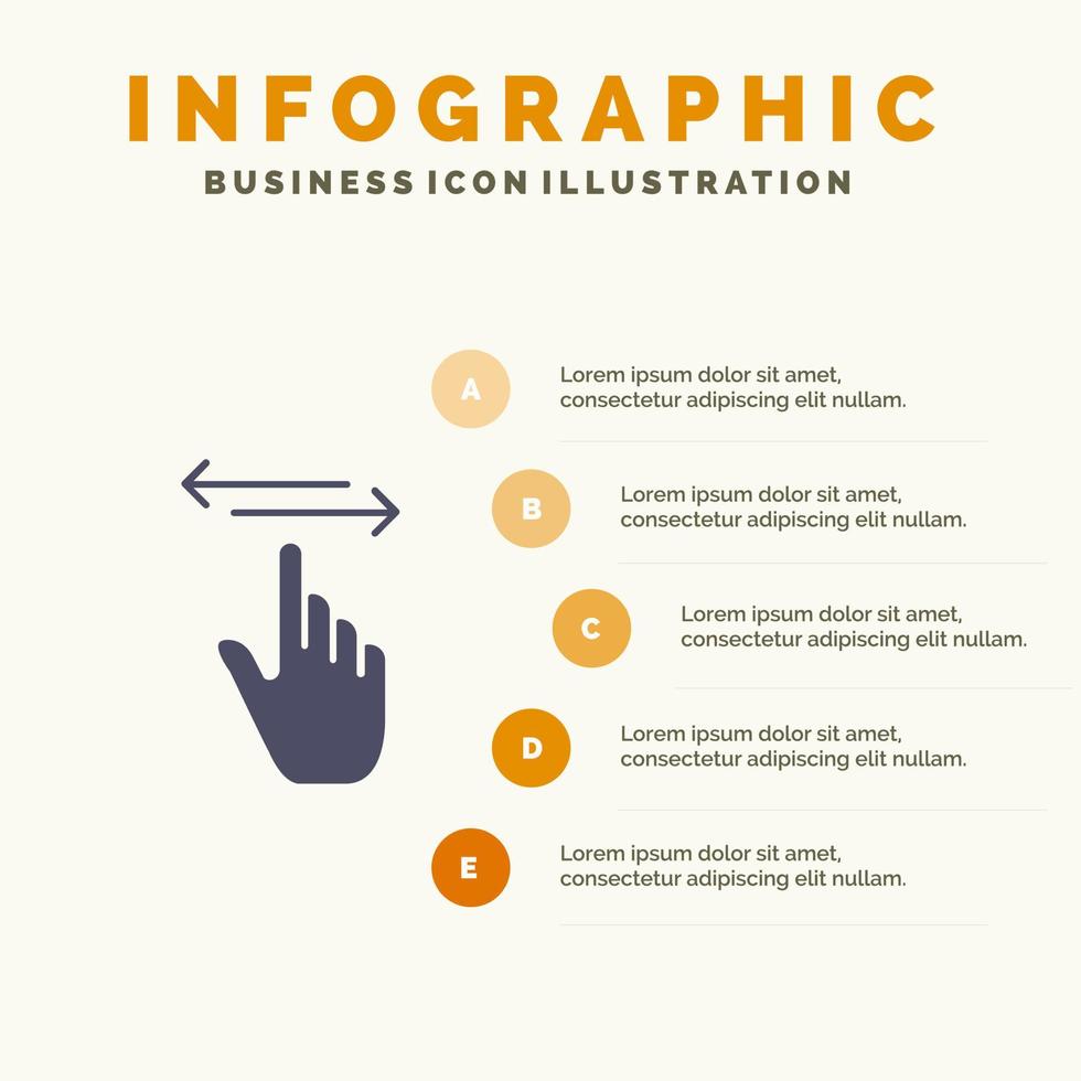 vinger gebaren hand- links Rechtsaf solide icoon infographics 5 stappen presentatie achtergrond vector