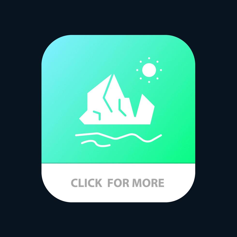 ecologie milieu ijs ijsberg smelten mobiel app knop android en iOS glyph versie vector