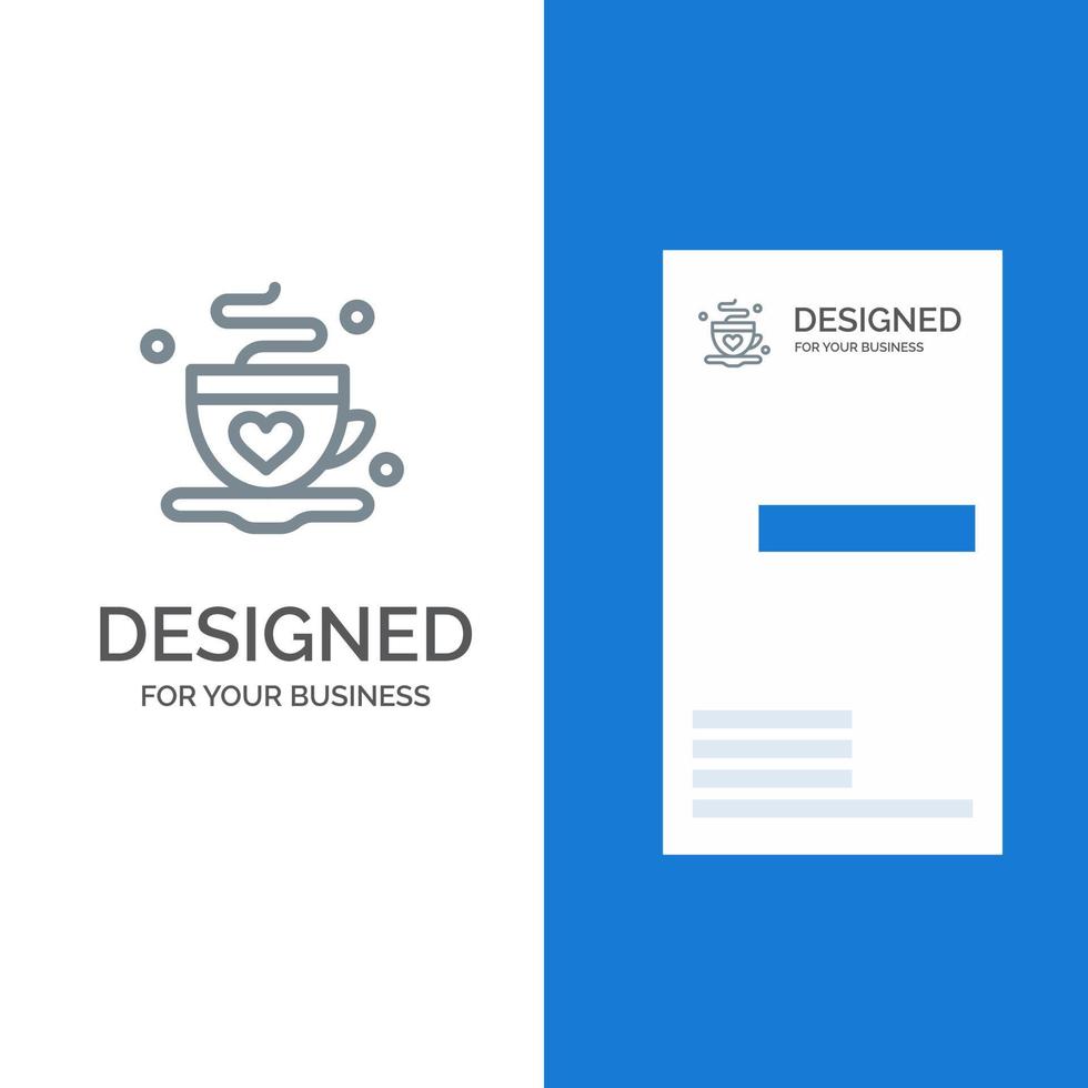kop koffie thee liefde grijs logo ontwerp en bedrijf kaart sjabloon vector