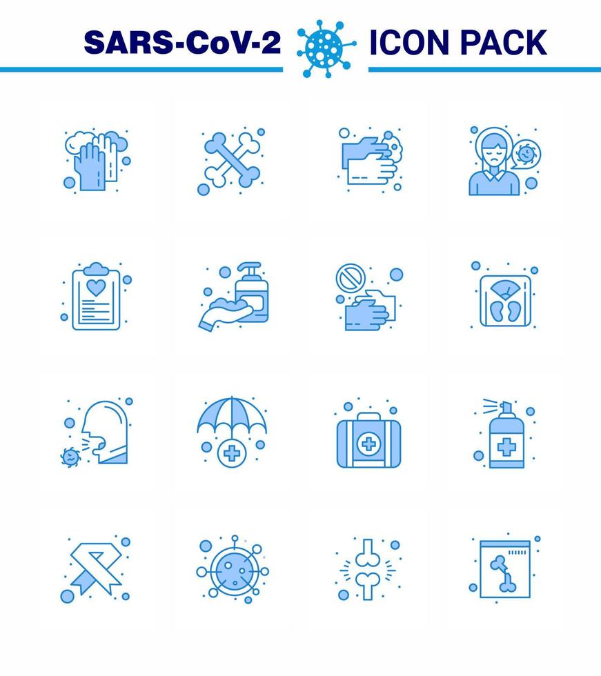 corona virus 2019 en 2020 epidemie 16 blauw icoon pak zo net zo controleren lijst ziek gezondheidszorg pijn hoofd virale coronavirus 2019november ziekte vector ontwerp elementen