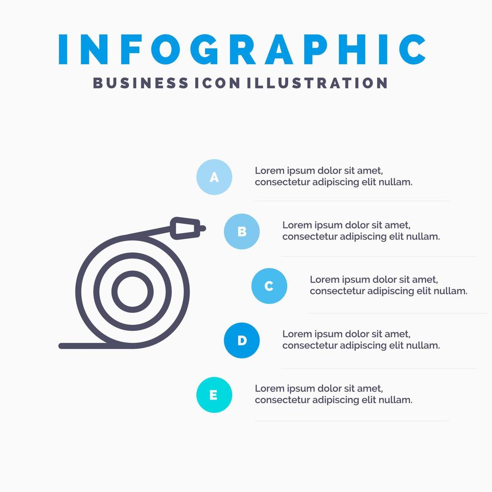 gebogen stromen pijp water lijn icoon met 5 stappen presentatie infographics achtergrond vector