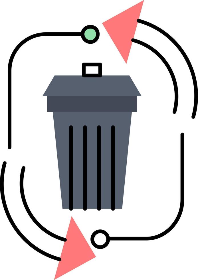 verspilling verwijdering vuilnis beheer recycle vlak kleur icoon vector