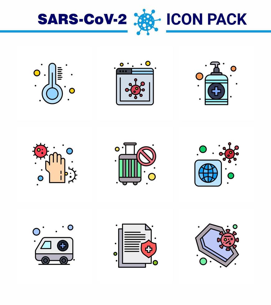 coronavirus 9 gevulde lijn vlak kleur icoon reeks Aan de thema van corona epidemie bevat pictogrammen zo net zo annuleren infecteren zeep handen vuil virale coronavirus 2019november ziekte vector ontwerp elementen