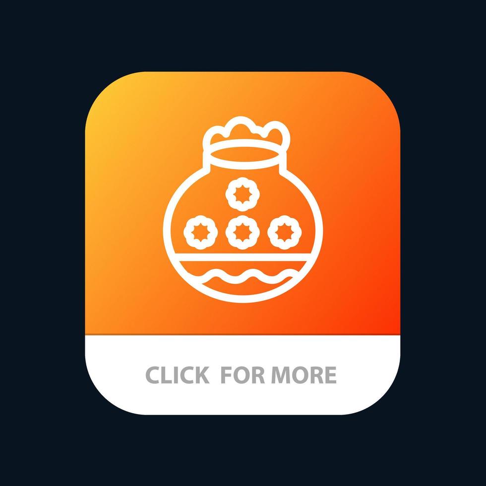 pot zand water pongal festival mobiel app knop android en iOS lijn versie vector
