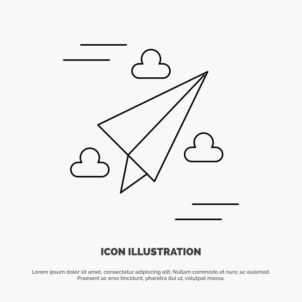 web ontwerp papier vlieg lijn icoon vector