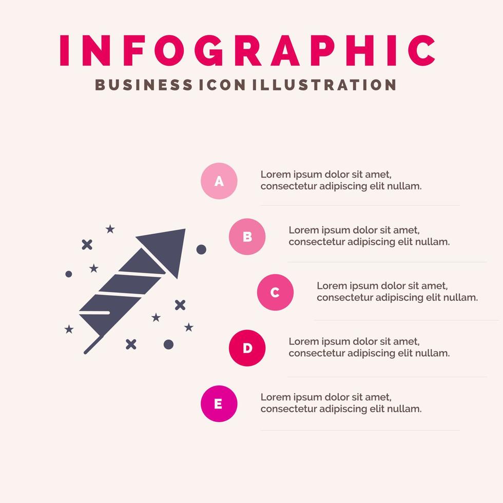 viering feest vuurwerk vakantie solide icoon infographics 5 stappen presentatie achtergrond vector