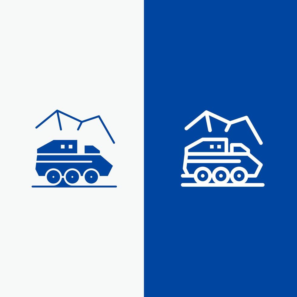 exploratie planeet rover oppervlakte vervoer lijn en glyph solide icoon blauw banier lijn en glyph solide icoon blauw banier vector