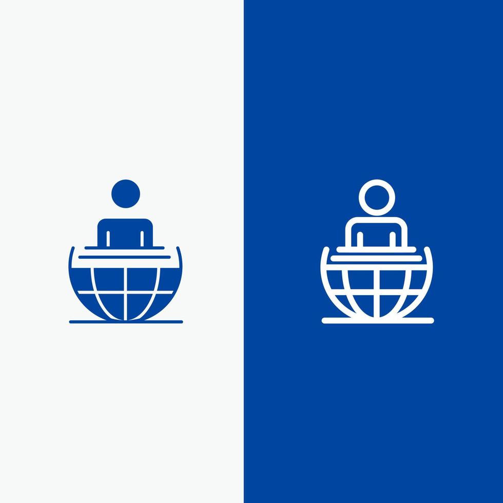 globaal werkwijze bedrijf Internationale modern lijn en glyph solide icoon blauw banier lijn en glyph solide icoon blauw banier vector