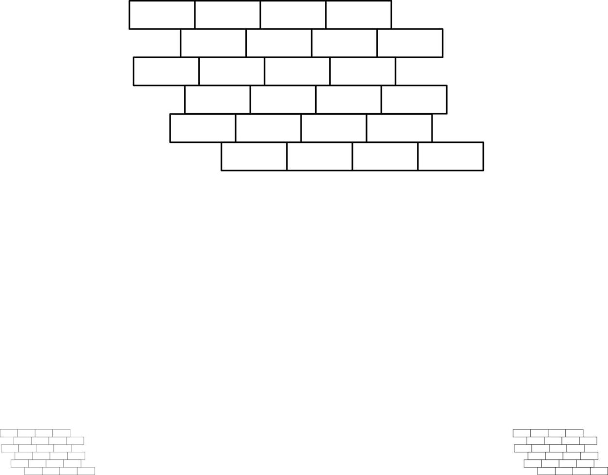 brandmuur veiligheid muur steen bakstenen stoutmoedig en dun zwart lijn icoon reeks vector