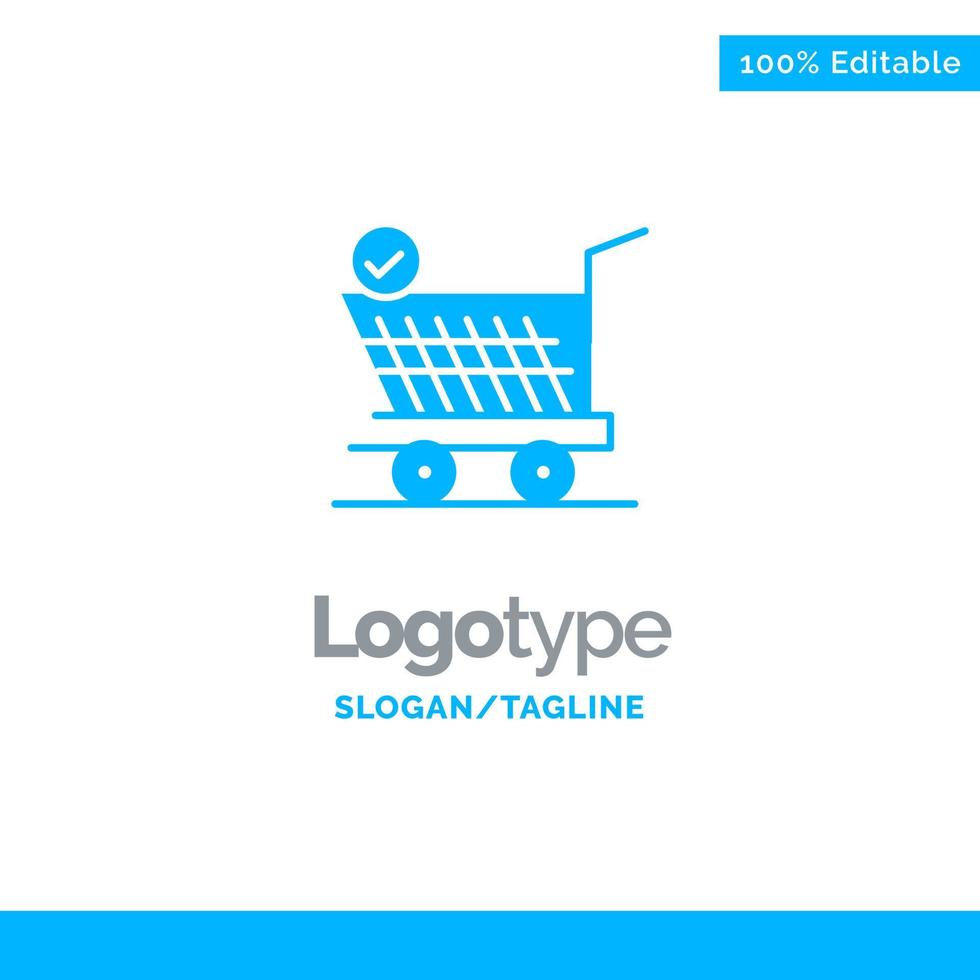 trolley kleinhandel boodschappen doen kar blauw bedrijf logo sjabloon vector