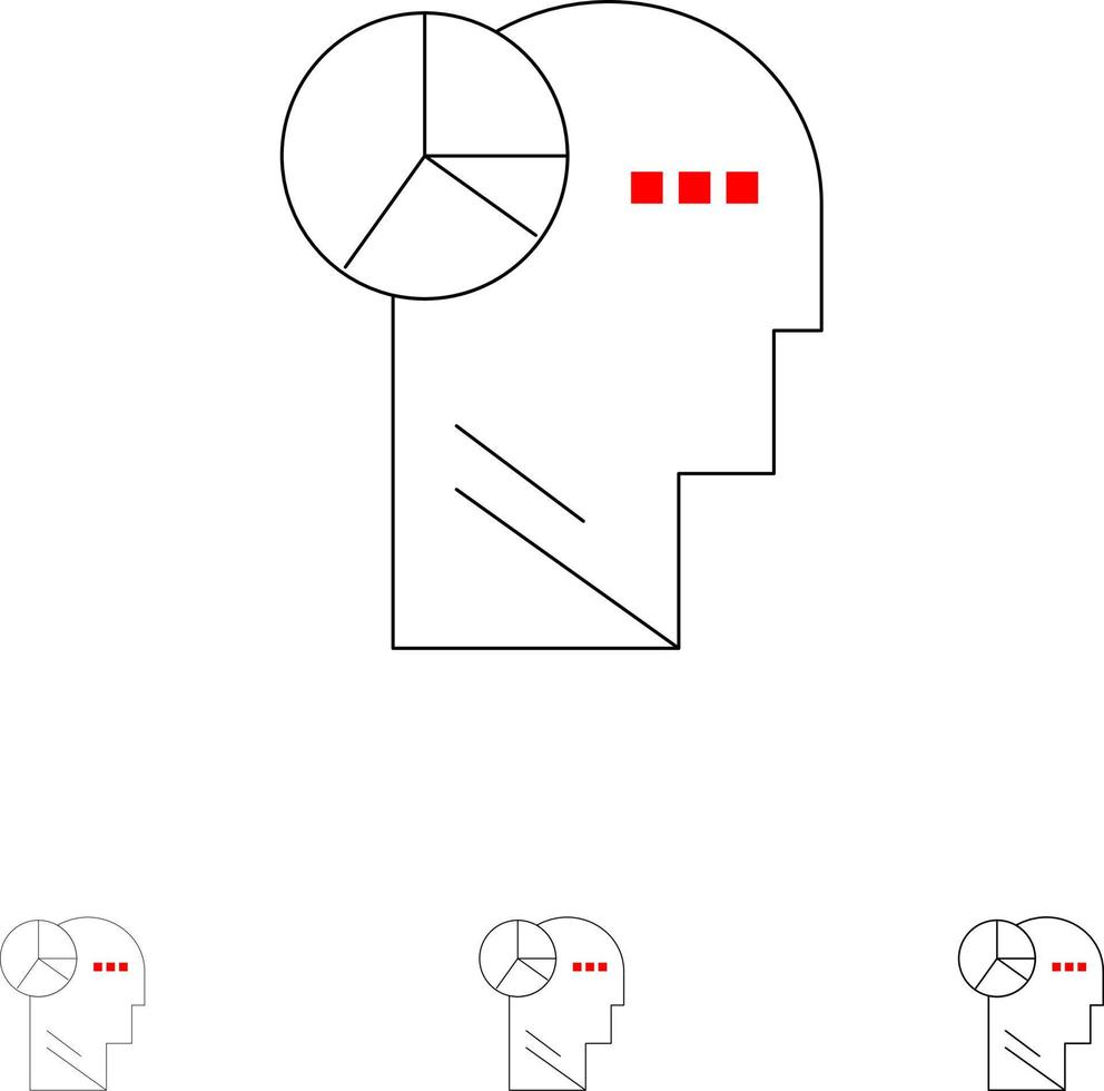 diagram hoofd geest denken stoutmoedig en dun zwart lijn icoon reeks vector