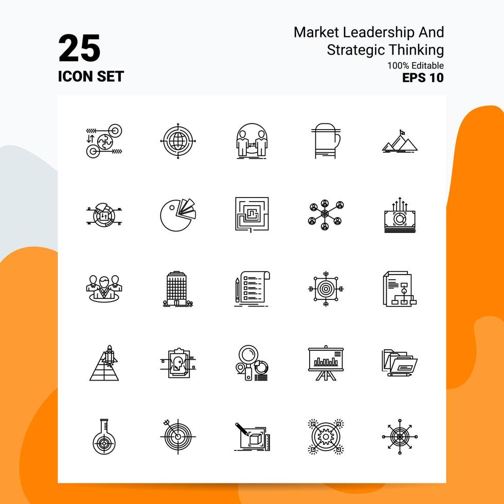 25 markt leiderschap en strategisch denken icoon reeks 100 bewerkbare eps 10 bestanden bedrijf logo concept ideeën lijn icoon ontwerp vector