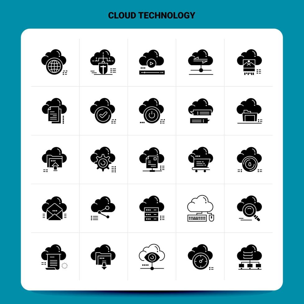 solide 25 wolk technologie icoon reeks vector glyph stijl ontwerp zwart pictogrammen reeks web en mobiel bedrijf ideeën ontwerp vector illustratie